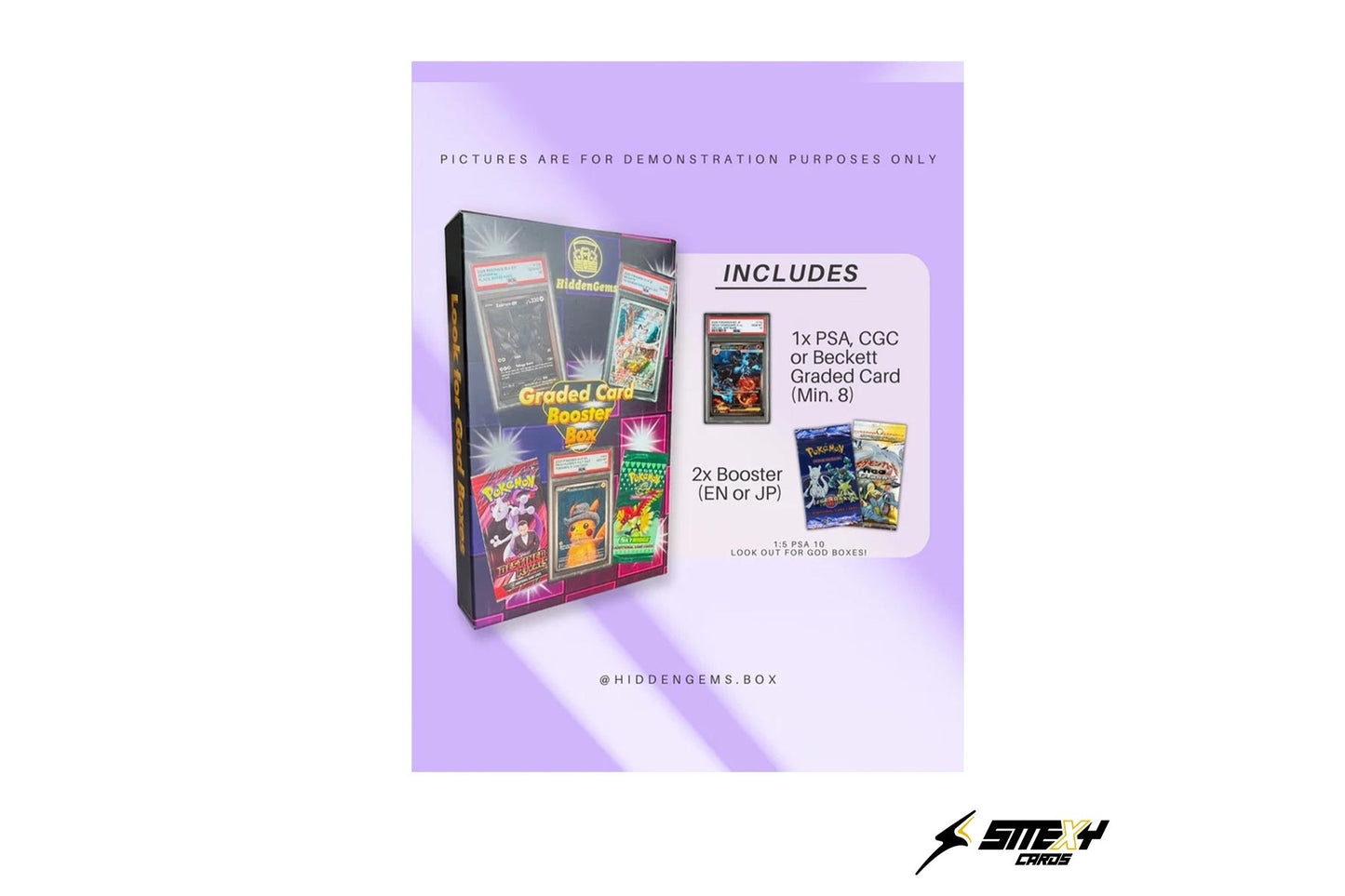 Hidden Gems Pokémon Graded Card Booster Box 2.0 - Graded Card + 2x Pokemon Booster - Mystery