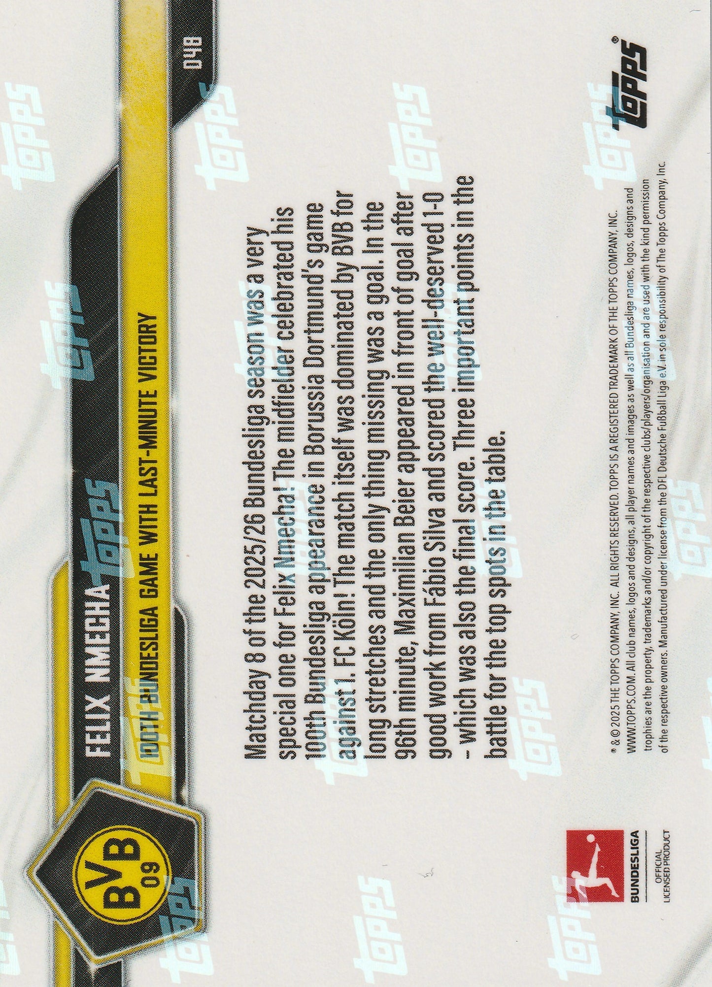 TOPPS NOW - Felix Nmecha - 100. Bundesliga Tor