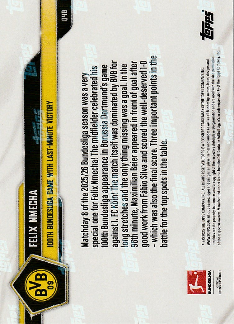 /25 TOPPS NOW - Felix Nmecha - 100. Bundesliga Tor