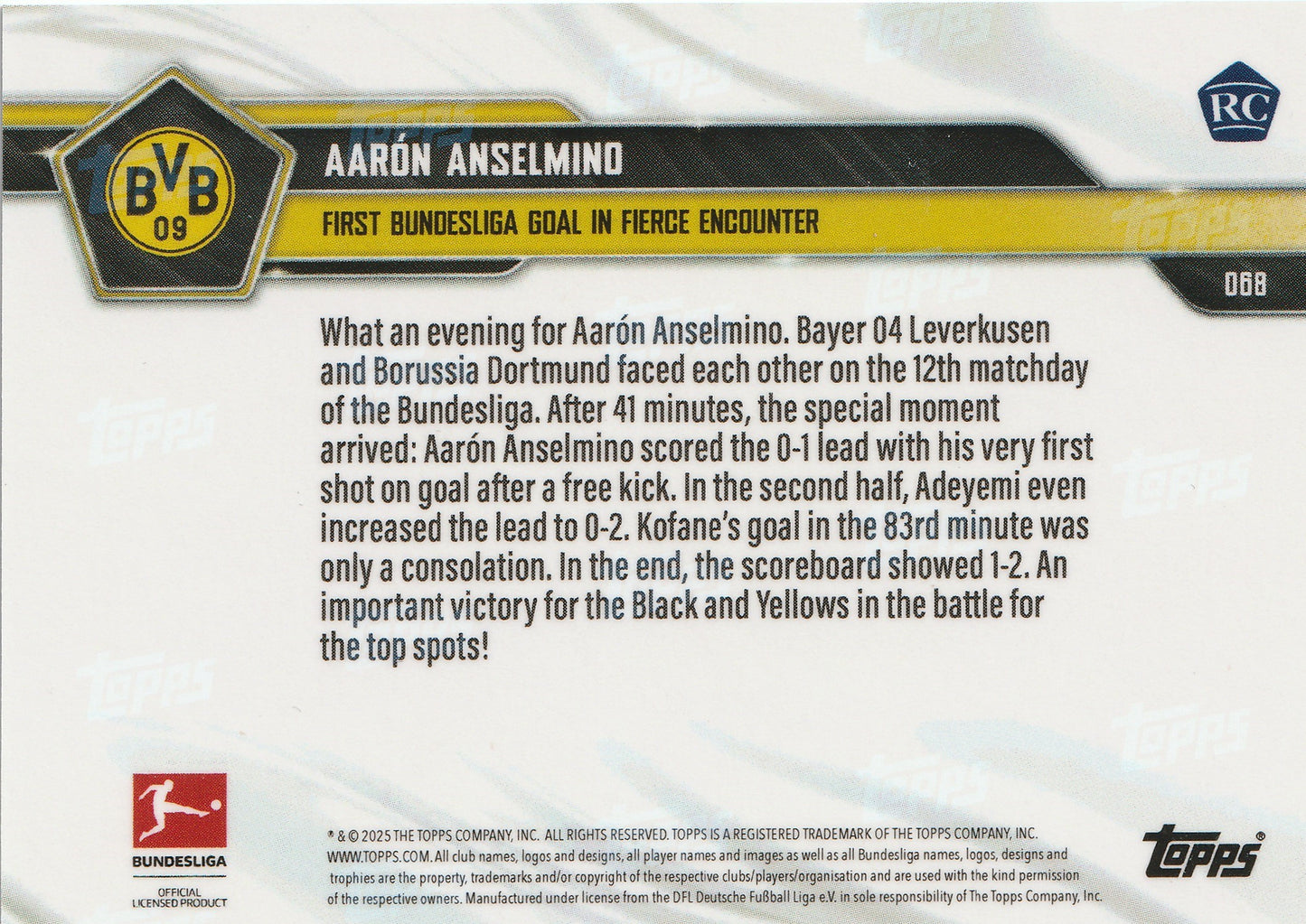 TOPPS NOW - Anselmino RC  - 1. Bundesliga Tor