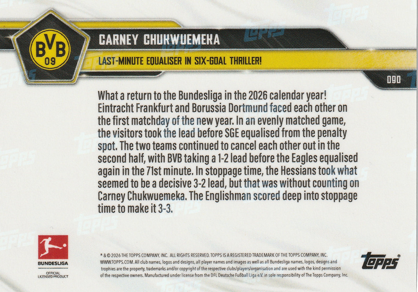 TOPPS NOW - Chukwueka   - Last Minute Bundesliga Tor